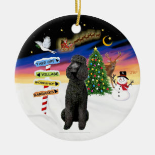 Décoration En Céramique Enseignes de Noël - Caniche Standard Noir