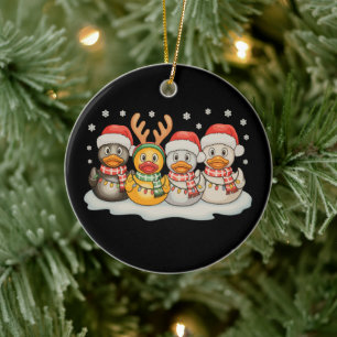 Décoration En Céramique Équipe Canard en Caoutchouc Renne de Noël Lumières