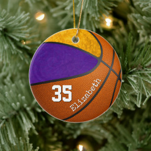Décoration En Céramique équipe de basket-ball des filles en or violet meme
