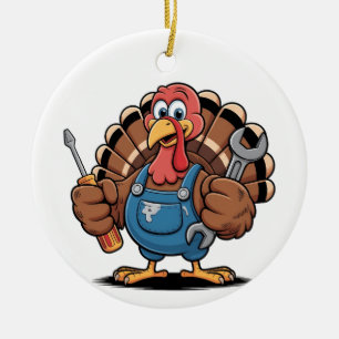 Décoration En Céramique Équipe de Mécaniciens Dindon de Thanksgiving de Tu