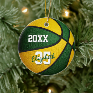 Décoration En Céramique équipe d'or vert couleurs basketball gardien