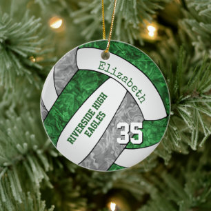 Décoration En Céramique équipe verte grise couleurs filles volleyball meme