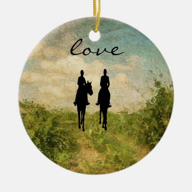 Décoration En Céramique Équitation personnalisée équitation Couple Love (Devant)
