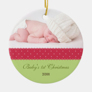 Décoration En Céramique Ęr Noël du bébé - ruban (vert 2)