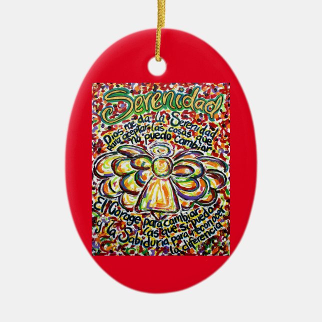 Décoration En Céramique Español Serenity Prière Angel Orament Pendentif (Devant)