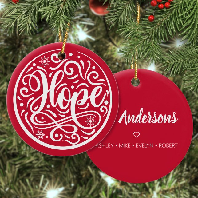 Décoration En Céramique Espoir Famille Personnalisée Noël Rouge (Créateur téléchargé)