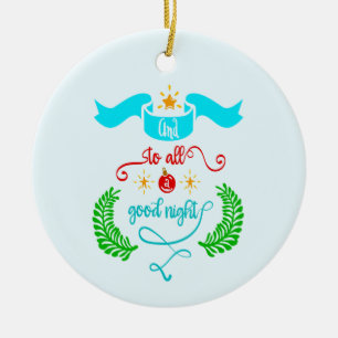 Décoration En Céramique Et À Tous Bonne Nuit Noël, Typographie, ZSG