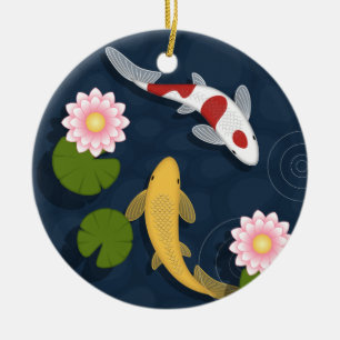 Décoration En Céramique Étang japonais de poissons Koi