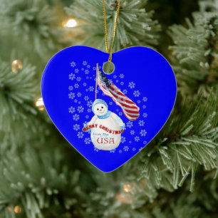 Décoration En Céramique États-Unis Snowman, l'ornement de Noël de l'amou