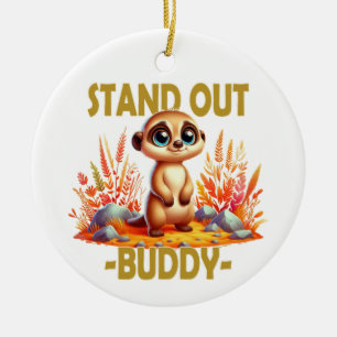Décoration En Céramique Éteins ton pote. Caricature de Meerkat
