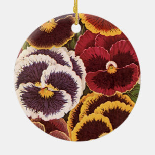 Décoration En Céramique Étiquettes de paquets de graines vintage, fleurs d