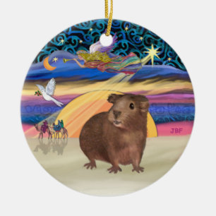 Décoration En Céramique Étoile de Noël - Cochon de Guinée Brown