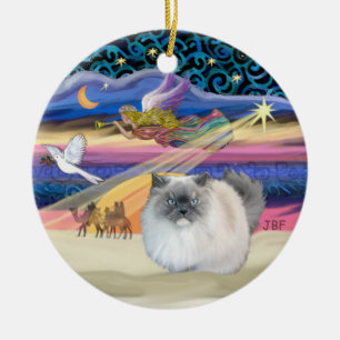 Décoration En Céramique Étoile de Noël - Fumée bleue chat himalayen