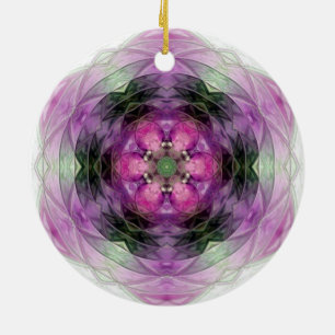 Décoration En Céramique Étoile florale noire rose violet motif