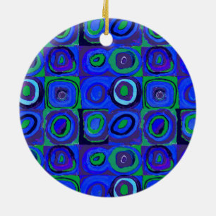 Décoration En Céramique Étude de couleur carrés Squares Bleus Cercles