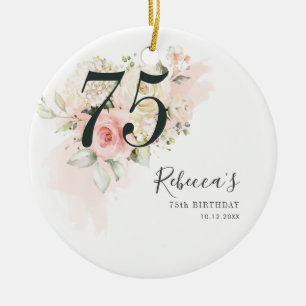 Décoration En Céramique Éucalyptus floral Feuillage rose 75e anniversaire