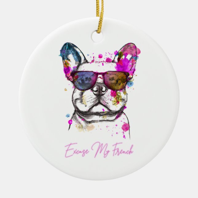 Décoration En Céramique Excusez Mon Français Funny French Bulldog (Devant)