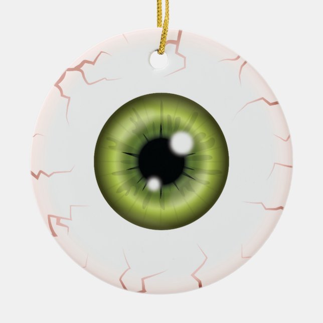 Décoration En Céramique Eyeball Vert Avec Nom Personnalisé Joyeux Oeil Hal (Devant)