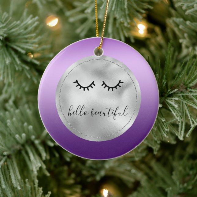 Décoration En Céramique Eyelashes noirs violets d'argent glam (Arbre)