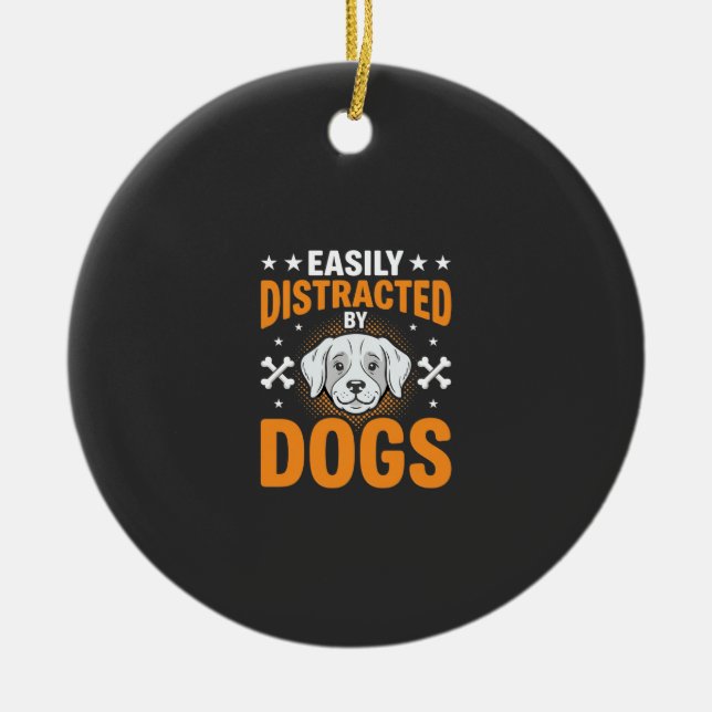 Décoration En Céramique Facilement Distrait Par Les Chiens (Devant)