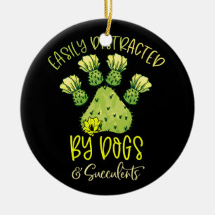 Décoration En Céramique Facilement Distrait Par Les Chiens Et Les Cactus S