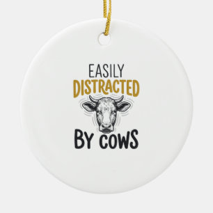Décoration En Céramique Facilement Distrait Par Les Vaches Drôle De T-Shir