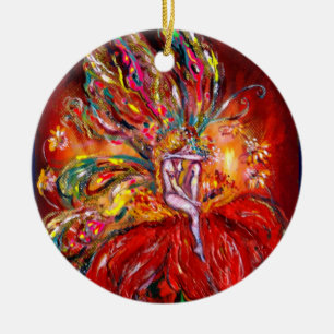 DÉCORATION EN CÉRAMIQUE FAIRY IN RED VIBRANT RUBY
