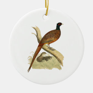 Décoration En Céramique Faisan vintage sur la branche Jeu Oiseau Dessin Co