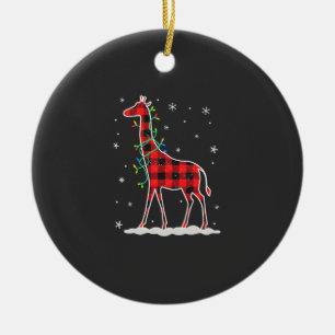 Décoration En Céramique Famille à carreaux de buffle Girafe Noël Pyjama