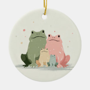 Décoration En Céramique Famille de grenouilles – Jolie illustration fantai
