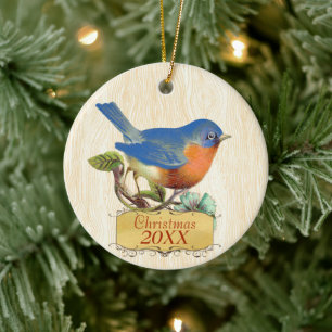 Décoration En Céramique Famille de Noël Photo Vintage Bluebird