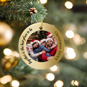 Décoration En Céramique Famille de photos en or, citations Noël
