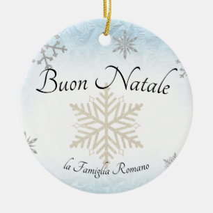 Décoration En Céramique Famille italienne Buon Natale flocon de Noël