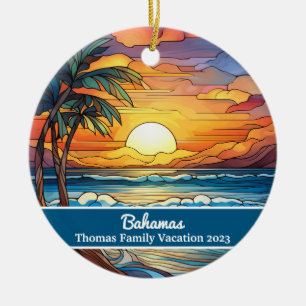 Décoration En Céramique Famille Personnalisée Bahamas Vacances Faux Verre