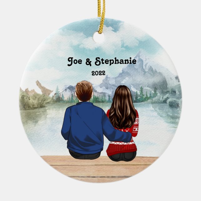 Décoration En Céramique Famille personnalisée de Noël 2022 (Devant)