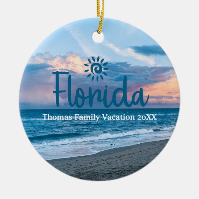 Décoration En Céramique Famille personnalisée Floride vacances Arbre de No (Devant)