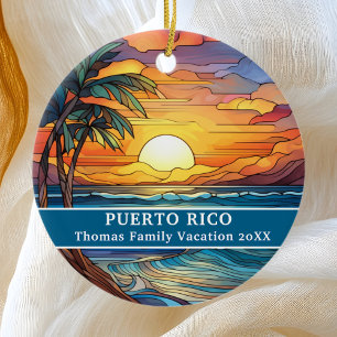 Décoration En Céramique Famille Personnalisée Porto Rico Voyage Faux Verre