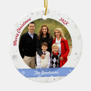Décoration En Céramique Famille Photo Amour Grand-mère Élégant Snowflakes