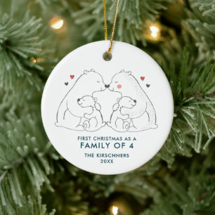 Décoration En Céramique Family of 4 Personalized Polar Bears 2nd Baby Due