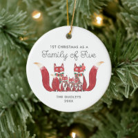 Family of 5 Personalized Foxes