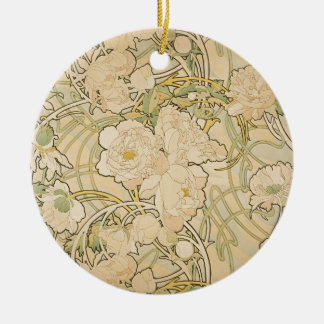 Décoration En Céramique Faon 1897 de roses de pivoine de pivoines