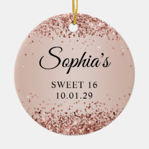 Décoration En Céramique Fard à joues Rose Gold Pailleté Ombre Sweet 16 Pho