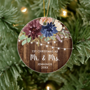 Décoration En Céramique Farmhouse Lights Personnalisé 1er Noël M. Mme