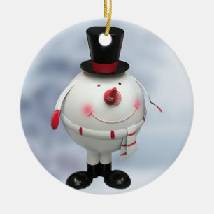 Décoration En Céramique Fat Round Funny Tin Snowman
