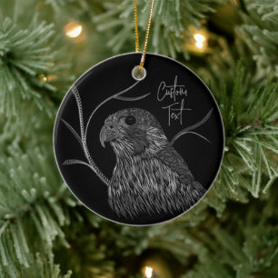 Décoration En Céramique Faucon pèlerin dans les branches de l'arbre avec é