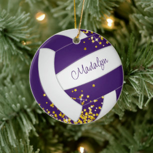 Décoration En Céramique fausse or stars filles sport violet volley-ball