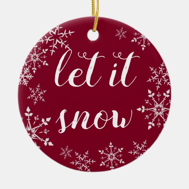 Décoration En Céramique Faux de neige rouge et blanc Noël (Devant)