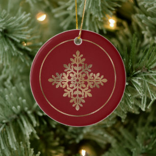 Décoration En Céramique Faux Golden Foil Flèche De Neige Sur Rouge (Pas Vr