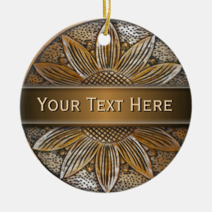 Décoration En Céramique Faux Wood Tournesol Photo Céramique Arrondi Orneme