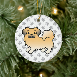 Décoration En Céramique Fawn Sable Tibetan Spaniel Cute Cartoon Dog